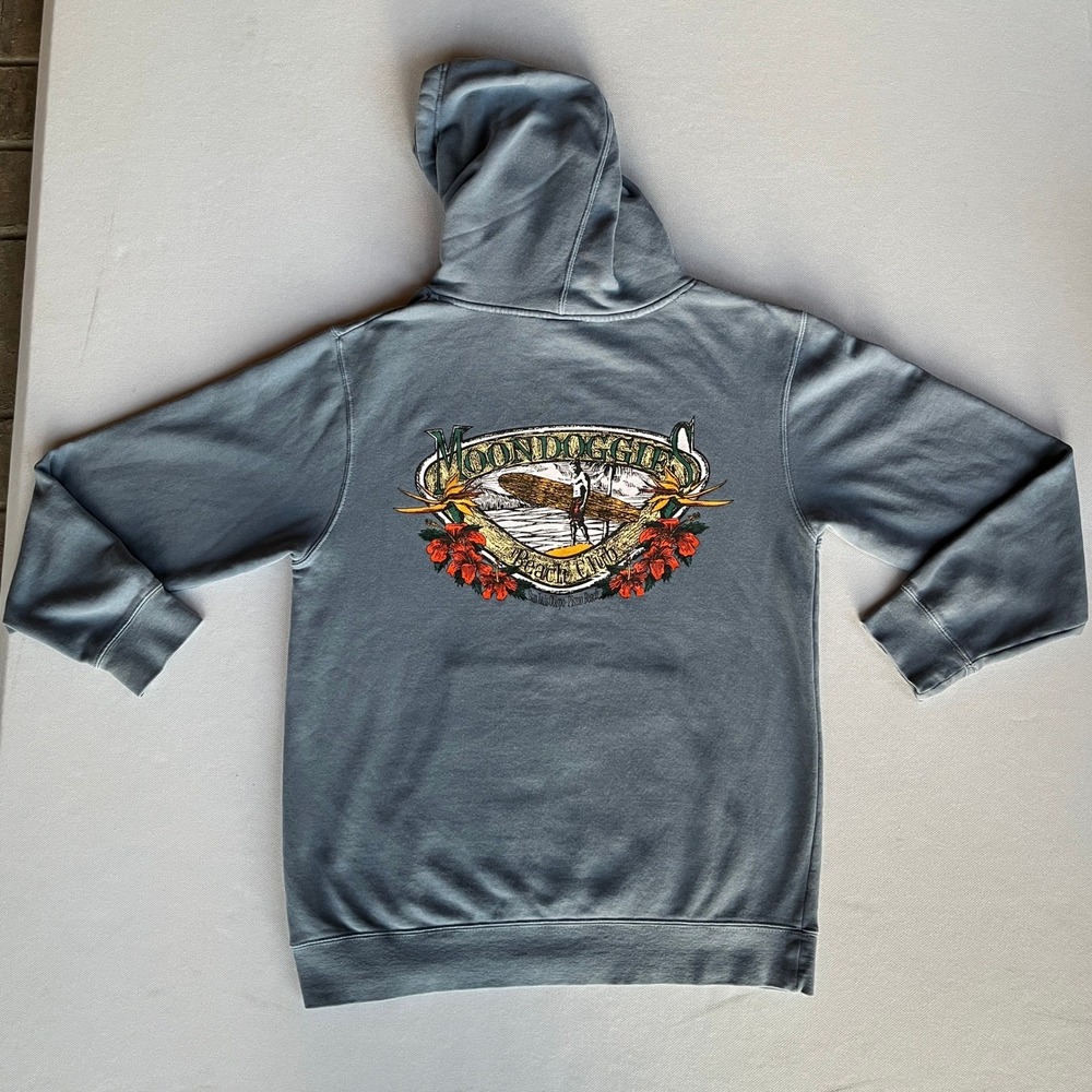 Moondoggies Beach Club Surf Graphic Blue Pullover Hoodie